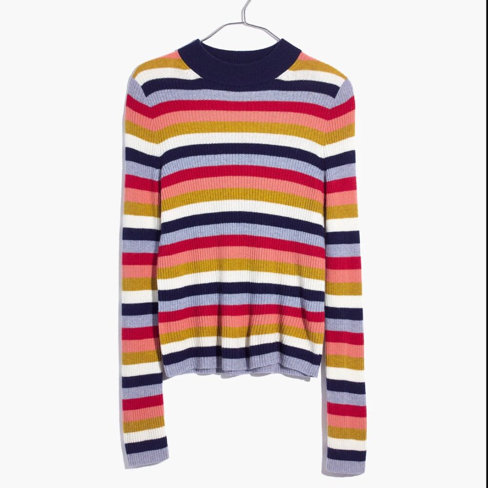 Striped Multicolor Ribbed Women's Top - Picture 2 of 8